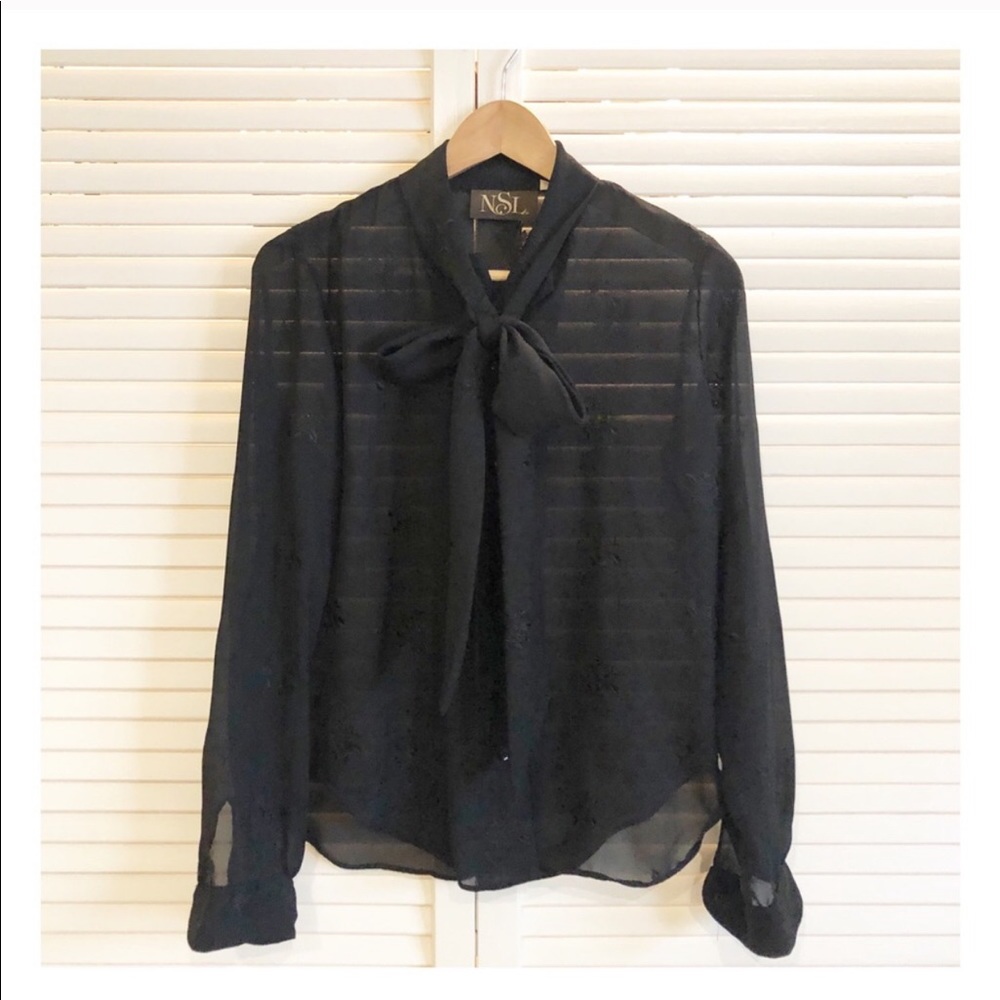 Vintage Sheer Blouse with Bow